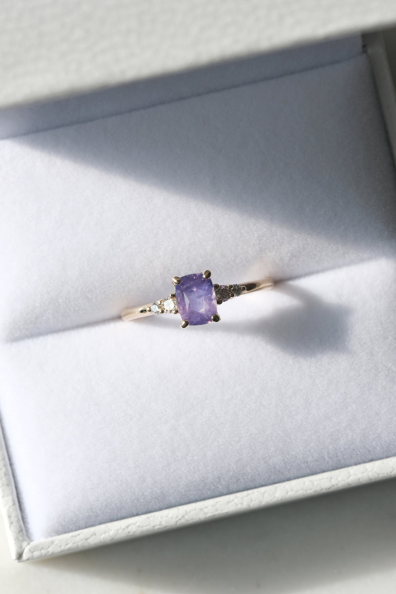 READY TO SHIP // JADE ring + 0.89ct purple sapphire