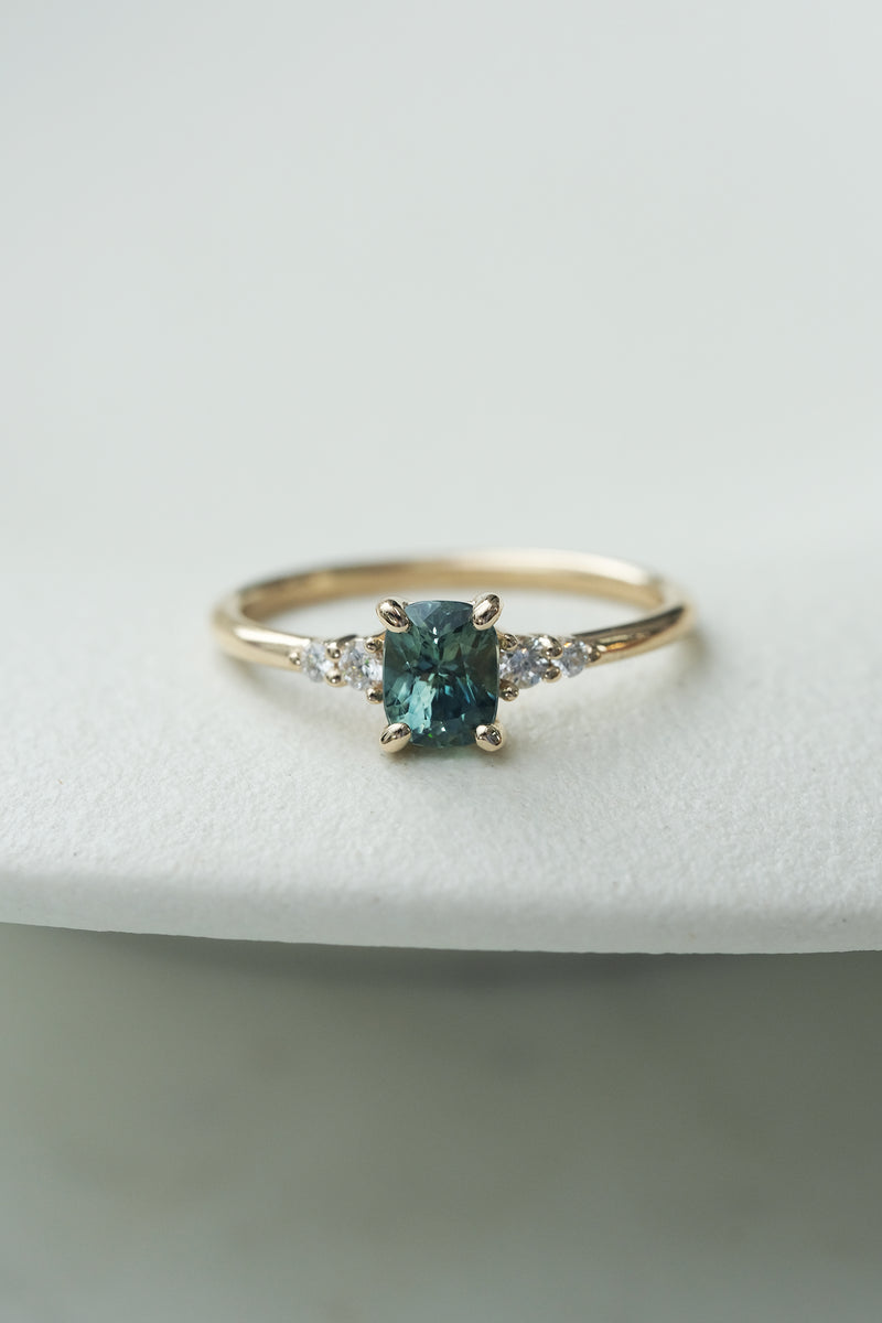 READY TO SHIP // JADE ring + teal sapphire 0.73ct