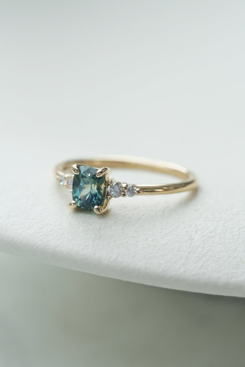 READY TO SHIP // JADE ring + teal sapphire 0.73ct