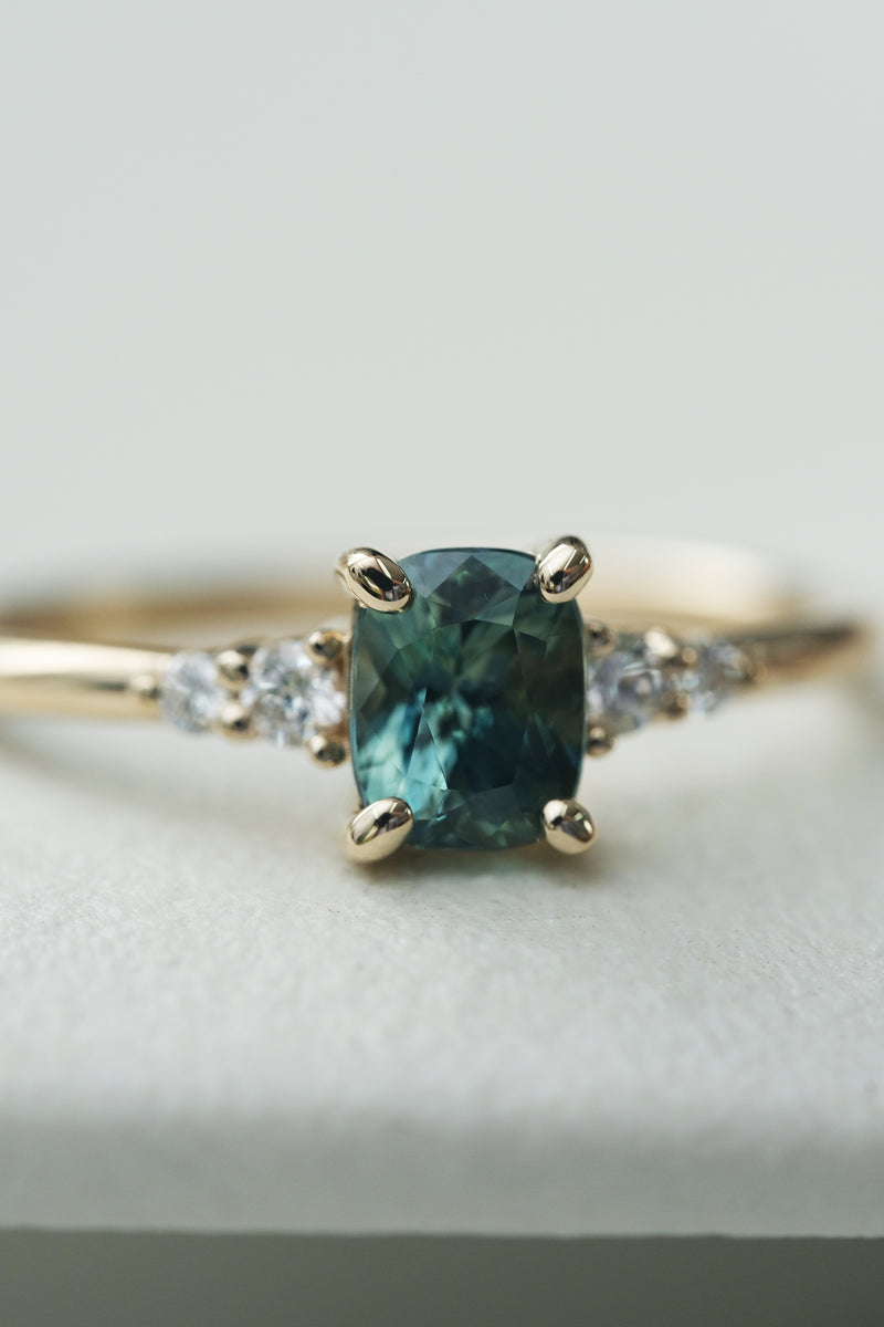 READY TO SHIP // JADE ring + teal sapphire 0.73ct