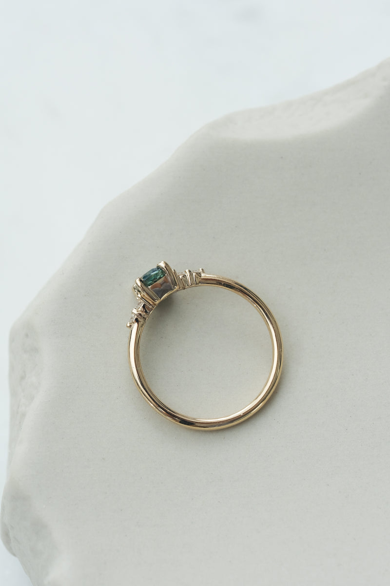 READY TO SHIP // JADE ring + teal sapphire 0.73ct