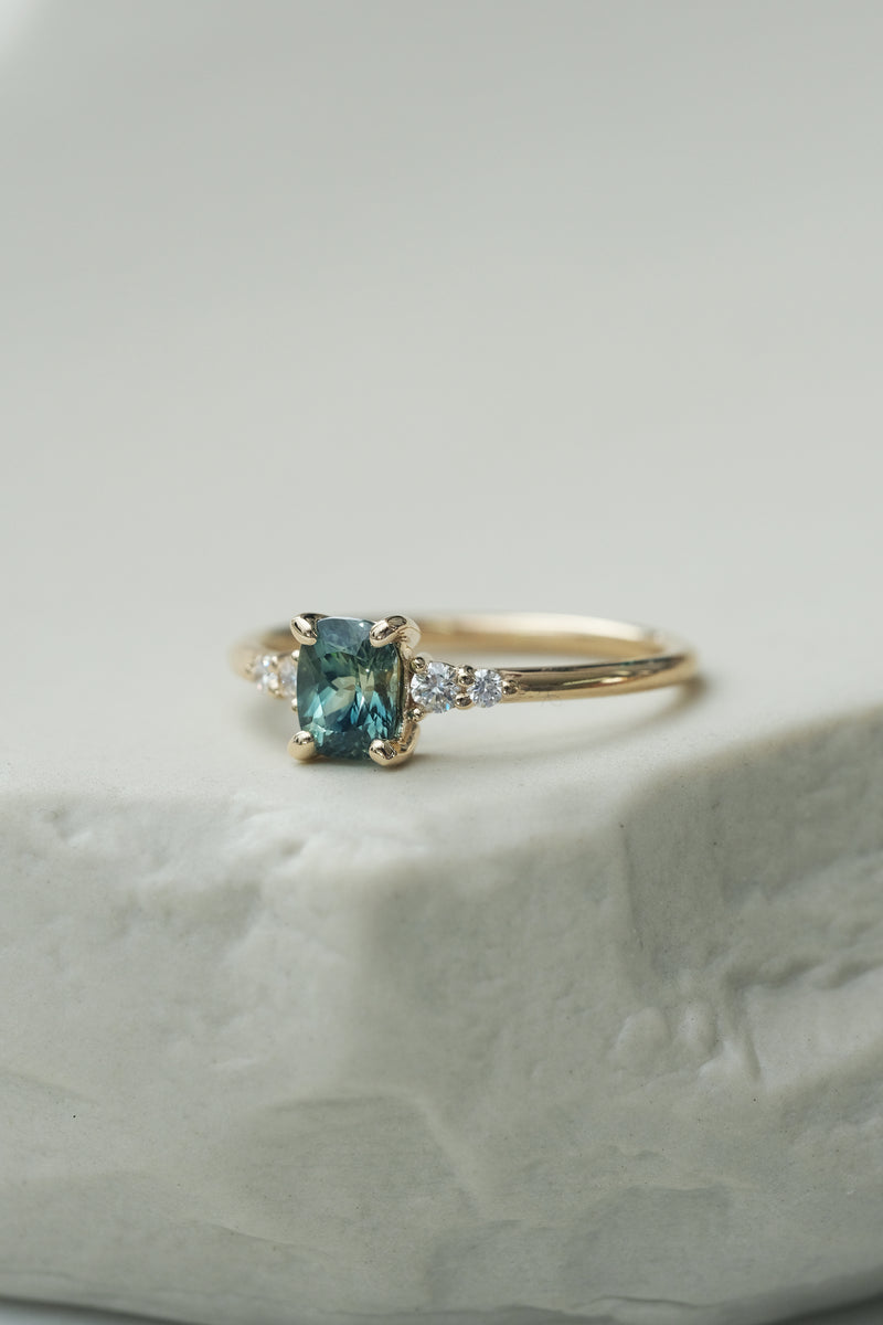 READY TO SHIP // JADE ring + teal sapphire 0.73ct