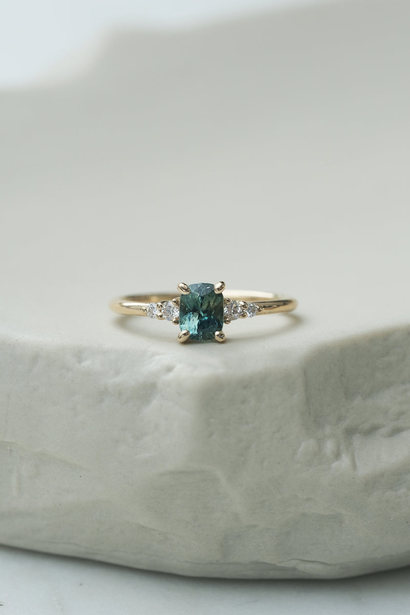 READY TO SHIP // JADE ring + teal sapphire 0.73ct