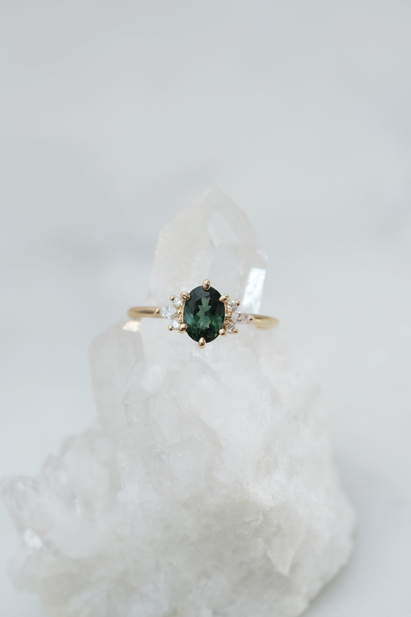 PRÊTE À PARTIR // Bague JANE - Saphir vert Australien