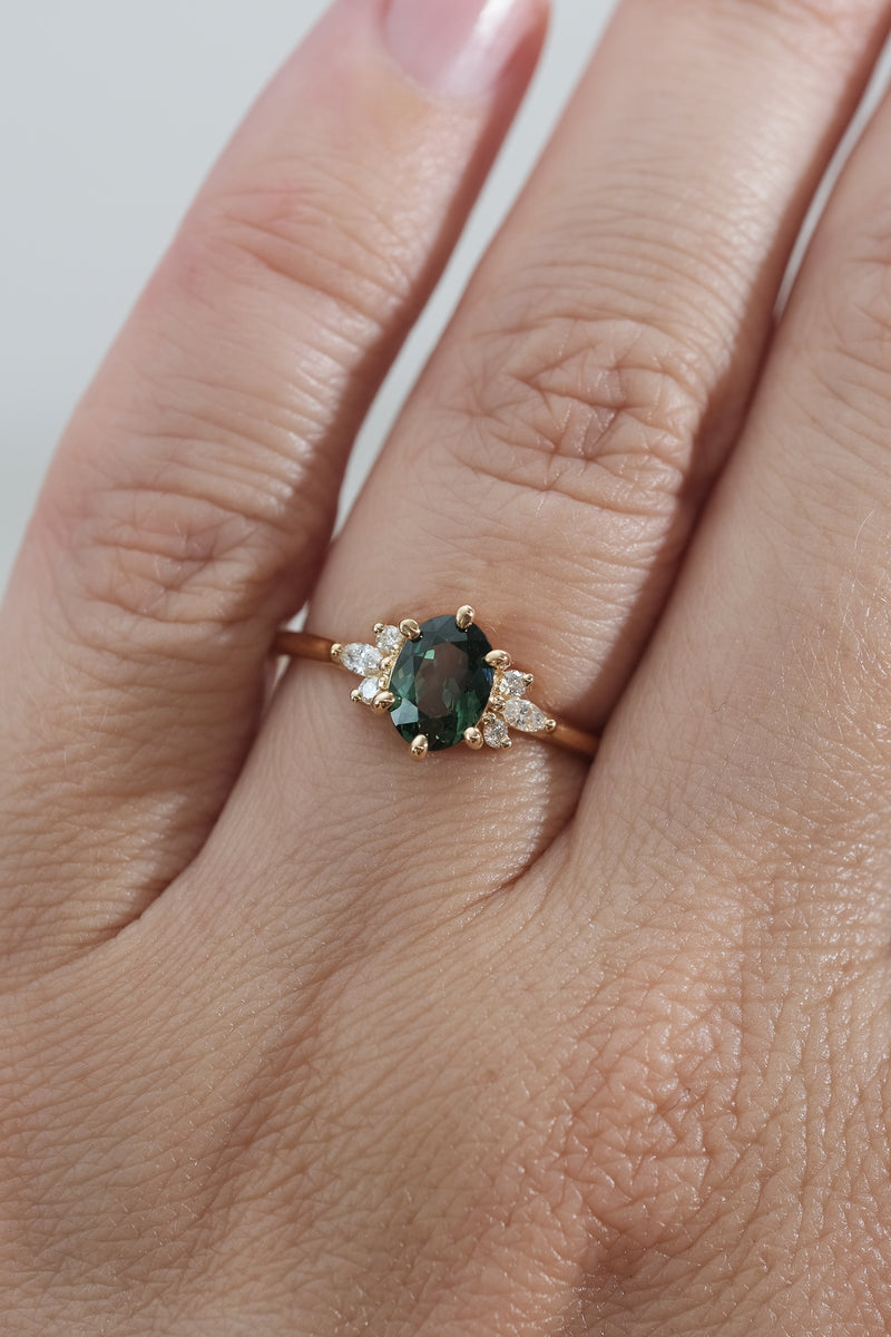PRÊTE À PARTIR // Bague JANE - Saphir vert Australien