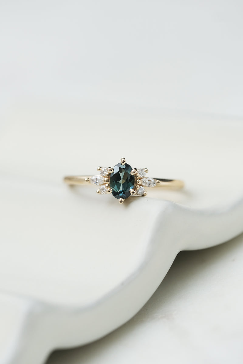 JANE Ring // Australian Teal Sapphire // Small