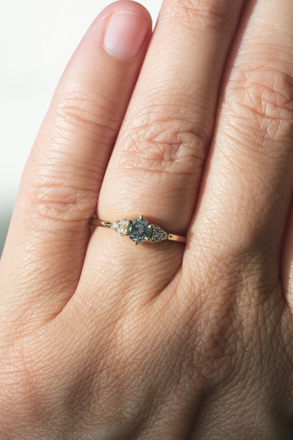READY TO SHIP // TALIA Ring // Salt and pepper gray diamond 0.35ct