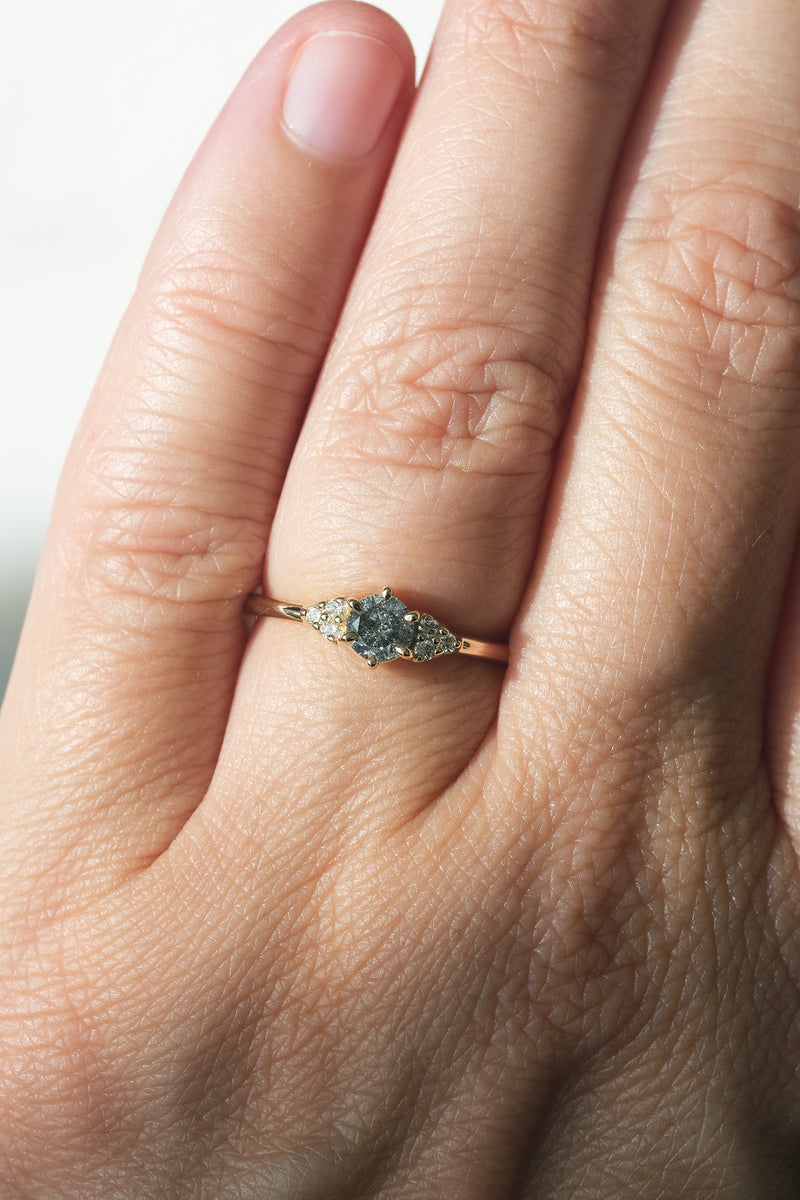 READY TO SHIP // TALIA Ring // Salt and pepper gray diamond 0.35ct