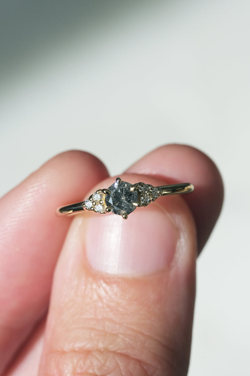 READY TO SHIP // TALIA Ring // Salt and pepper gray diamond 0.35ct