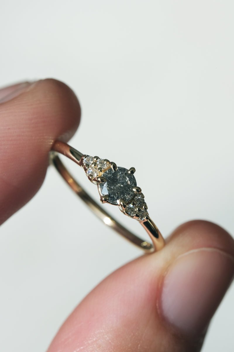 READY TO SHIP // TALIA Ring // Salt and pepper gray diamond 0.35ct