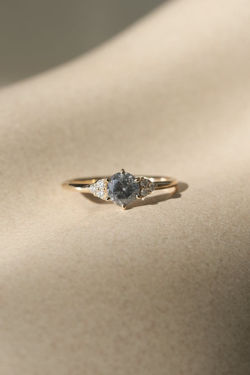 READY TO SHIP // TALIA Ring // Salt and pepper gray diamond 0.66ct