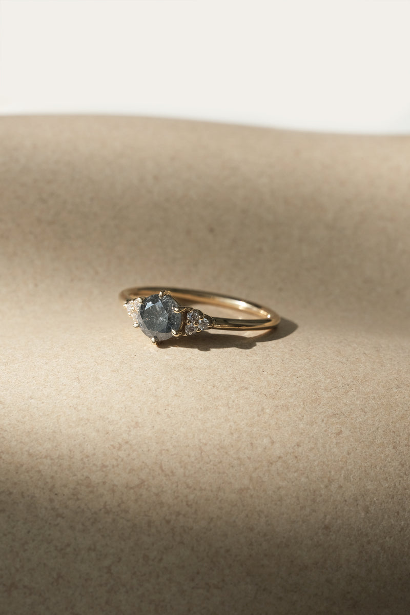 READY TO SHIP // TALIA Ring // Salt and pepper gray diamond 0.66ct