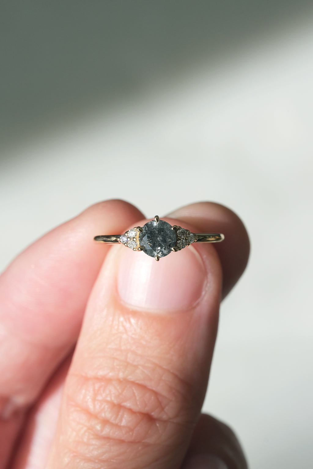 READY TO SHIP // TALIA Ring // Salt and pepper gray diamond 0.66ct