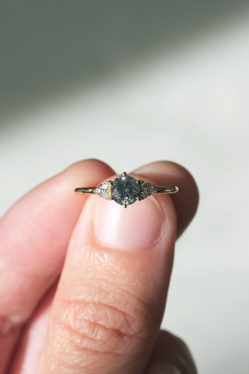READY TO SHIP // TALIA Ring // Salt and pepper gray diamond 0.66ct