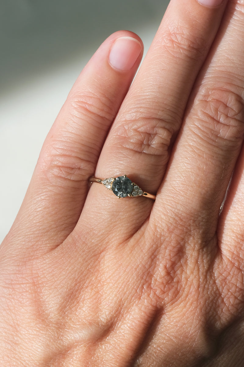READY TO SHIP // TALIA Ring // Salt and pepper gray diamond 0.66ct