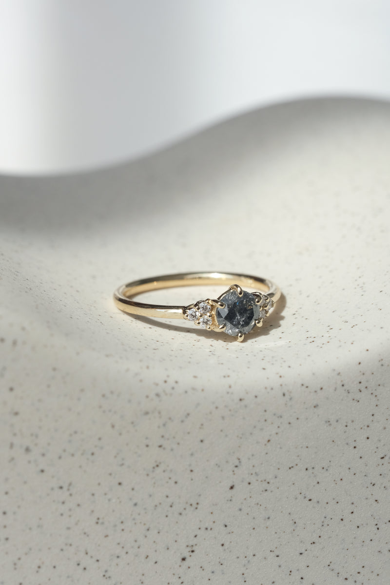 READY TO SHIP // TALIA Ring // Salt & Pepper Gray Diamond 0.58ct