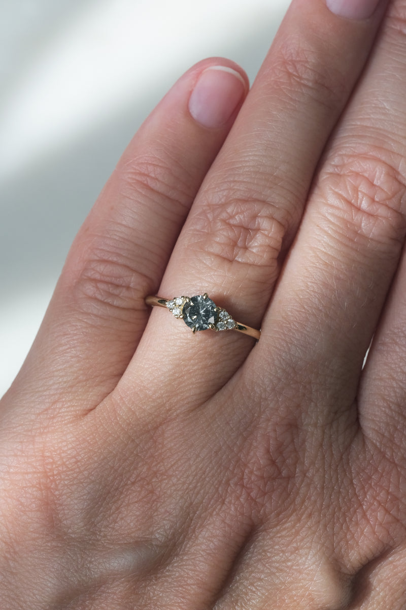READY TO SHIP // TALIA Ring // Salt & Pepper Gray Diamond 0.58ct
