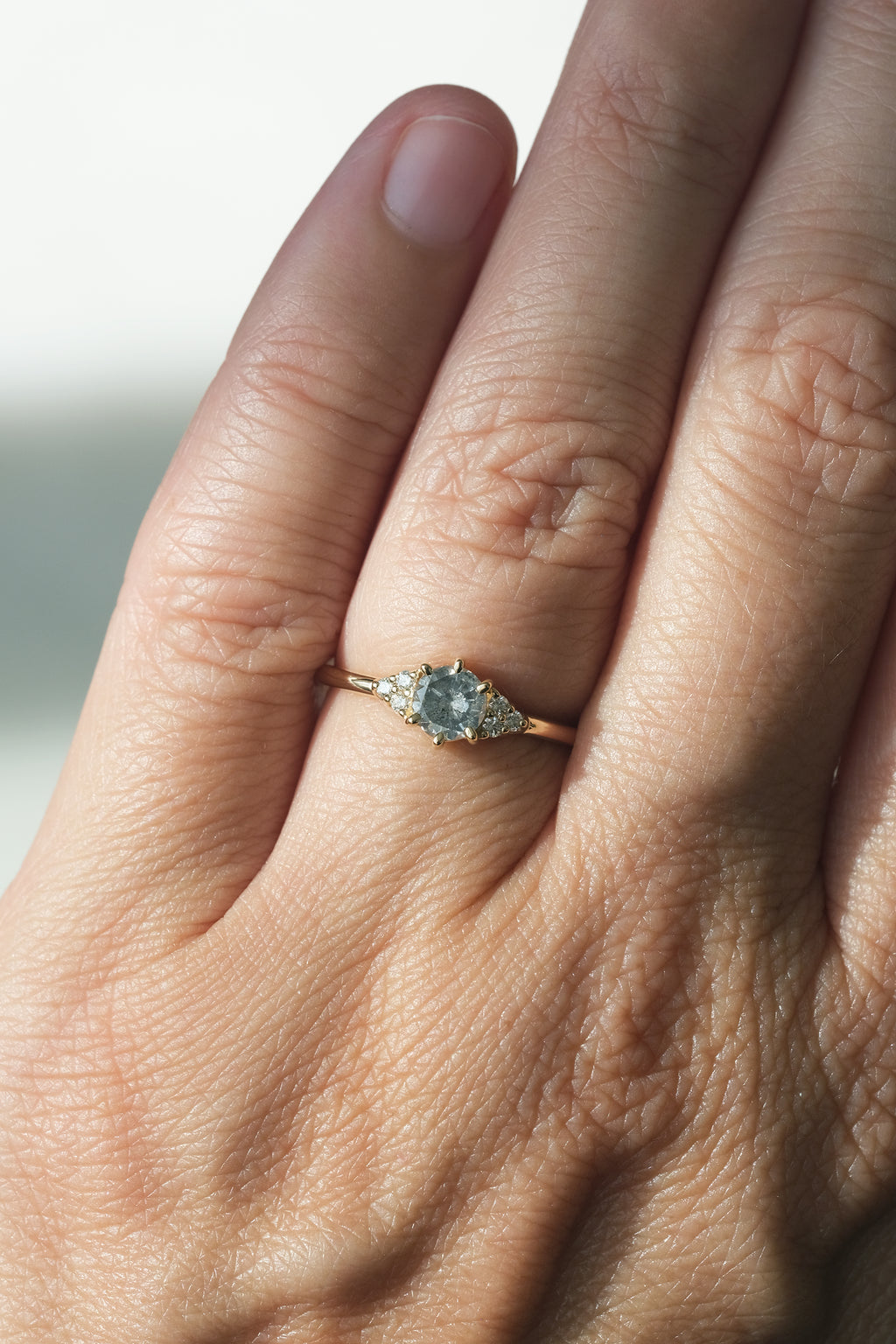 READY TO SHIP // TALIA Ring // Pale gray salt and pepper diamond 0.50ct