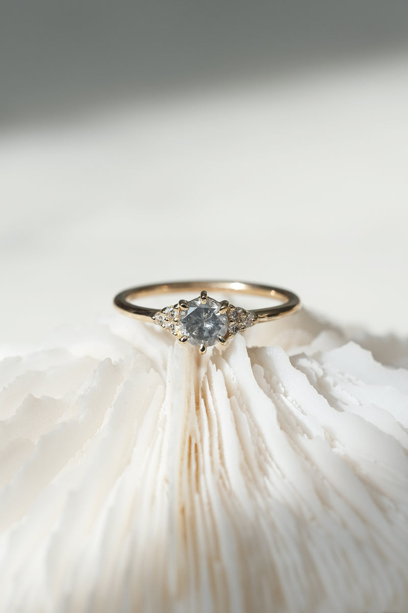 READY TO SHIP // TALIA Ring // Pale gray salt and pepper diamond 0.50ct