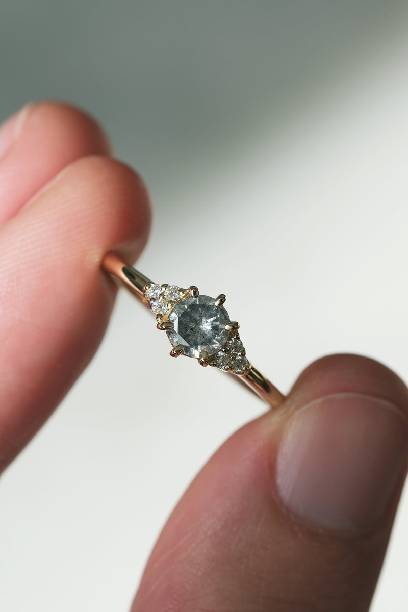 READY TO SHIP // TALIA Ring // Pale gray salt and pepper diamond 0.50ct