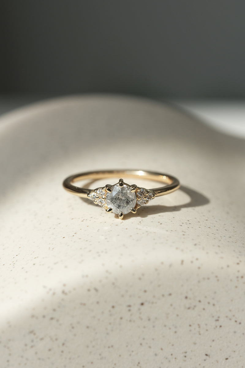 READY TO SHIP // TALIA Ring // Pale gray salt and pepper diamond 0.47ct