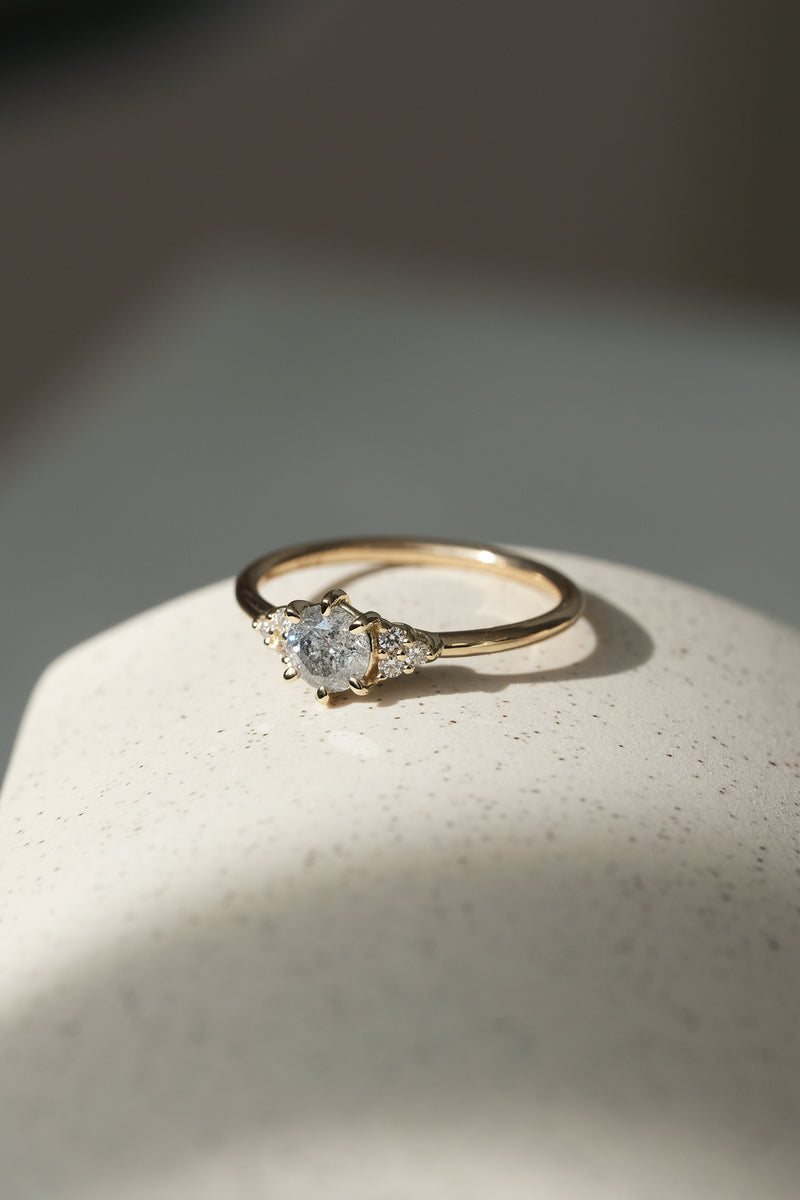 READY TO SHIP // TALIA Ring // Pale gray salt and pepper diamond 0.47ct