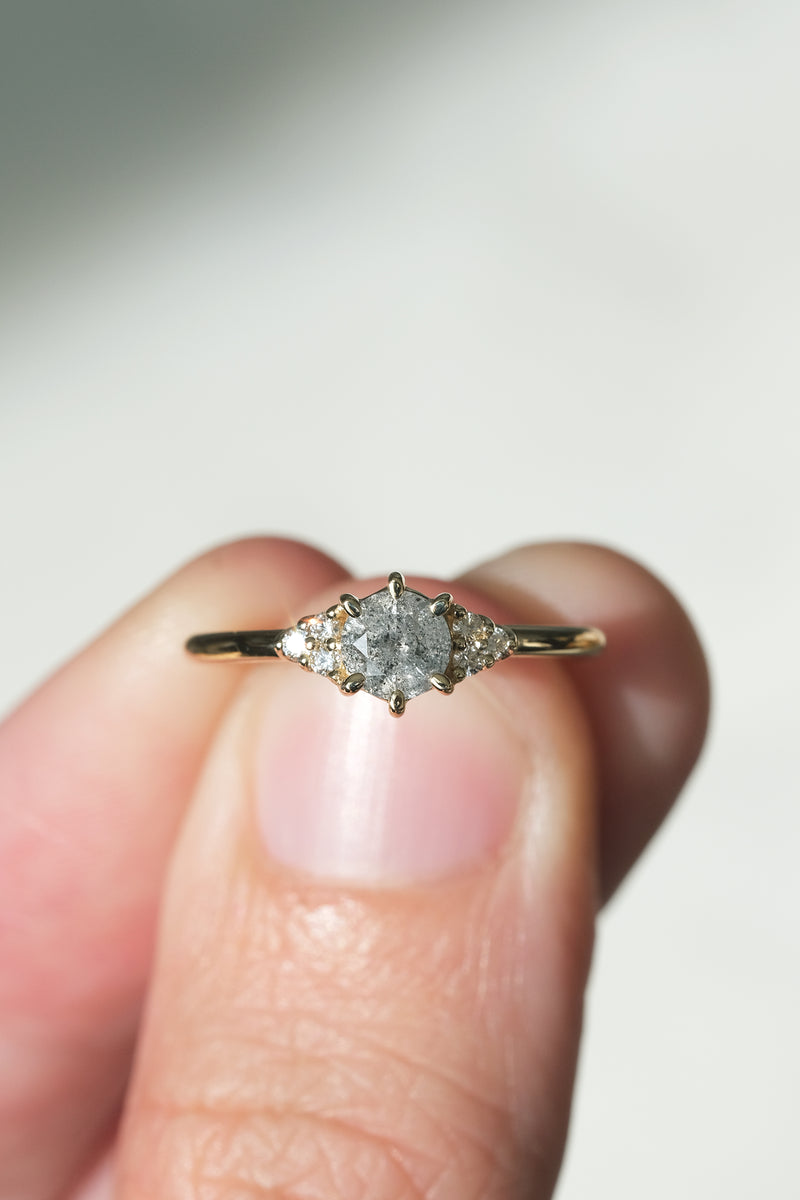 READY TO SHIP // TALIA Ring // Pale gray salt and pepper diamond 0.47ct