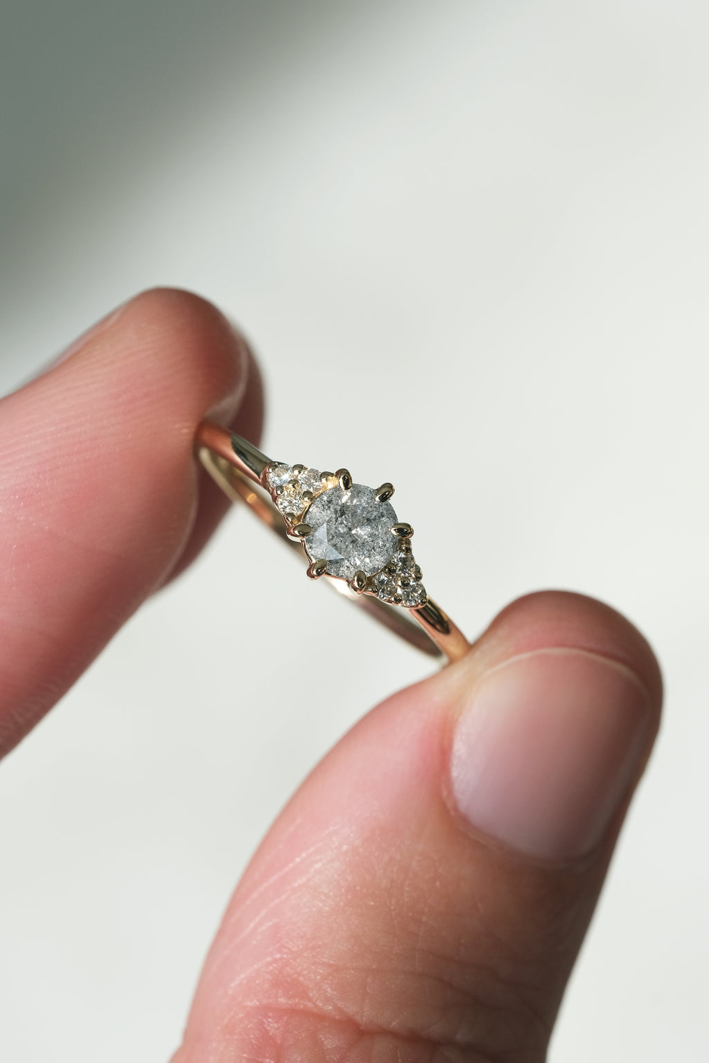 READY TO SHIP // TALIA Ring // Pale gray salt and pepper diamond 0.47ct