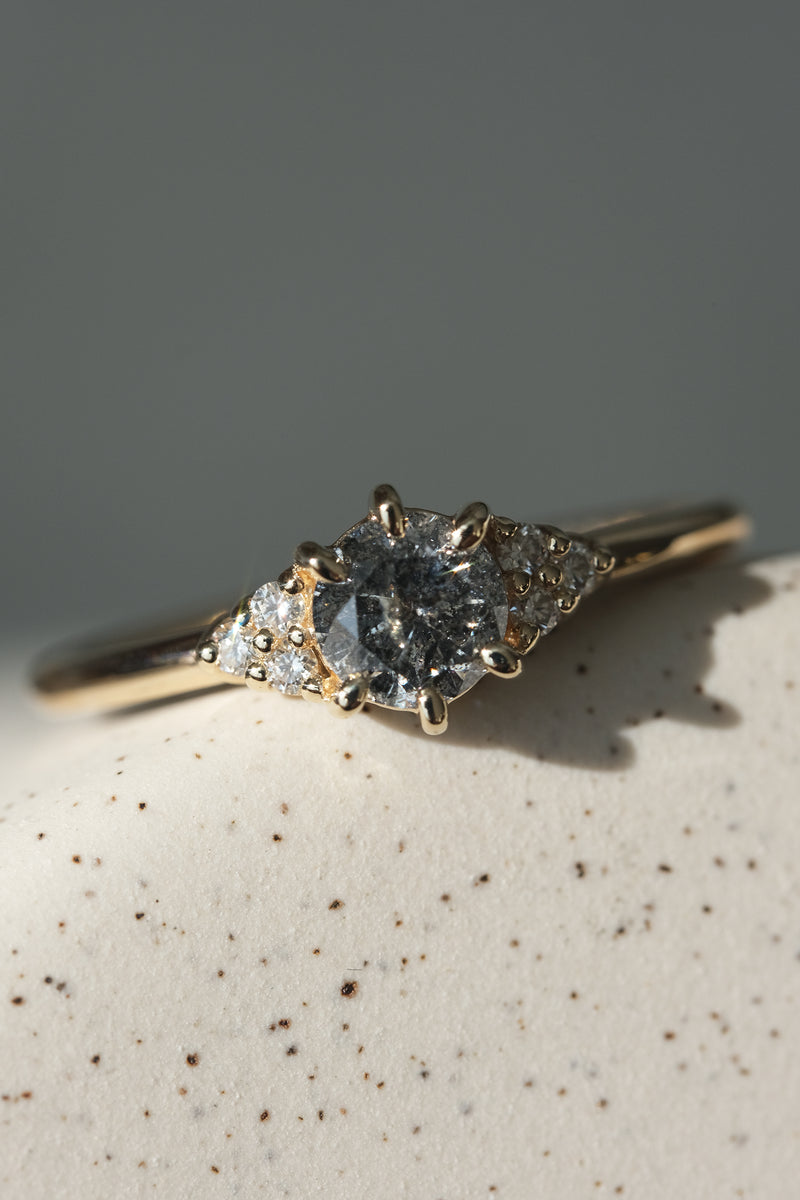 READY TO SHIP // TALIA Ring // Black salt and pepper diamond 0.48ct