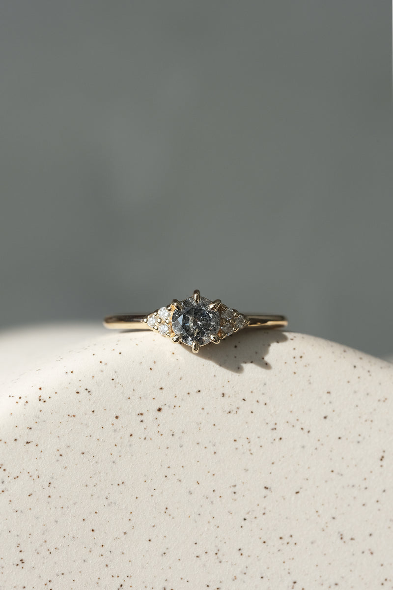 READY TO SHIP // TALIA Ring // Black salt and pepper diamond 0.48ct