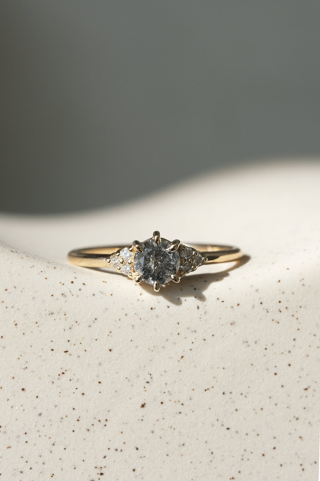 READY TO SHIP // TALIA Ring // Black salt and pepper diamond 0.48ct