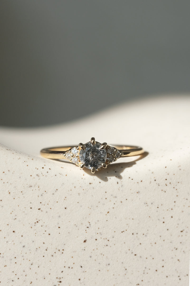 READY TO SHIP // TALIA Ring // Black salt and pepper diamond 0.48ct