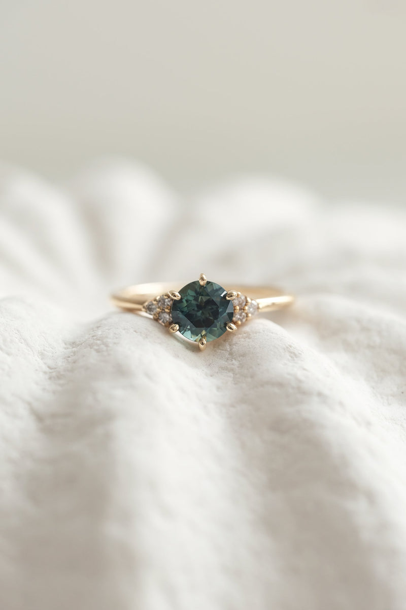 PRÊTE À PARTIR // Bague TALIA // Saphir teal 1ct + Diamants
