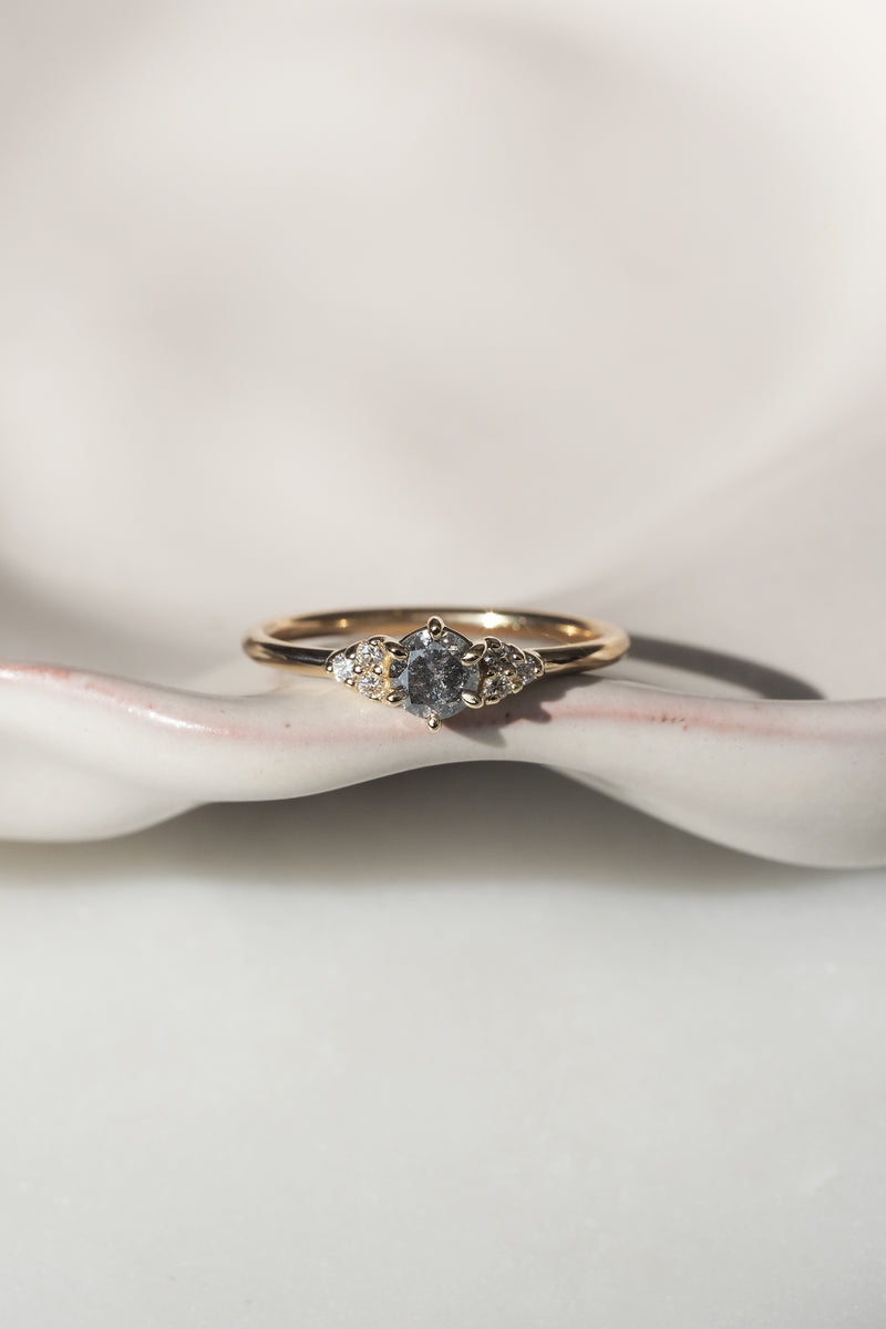 READY TO SHIP // TALIA Ring // Salt and pepper gray diamond 0.35ct