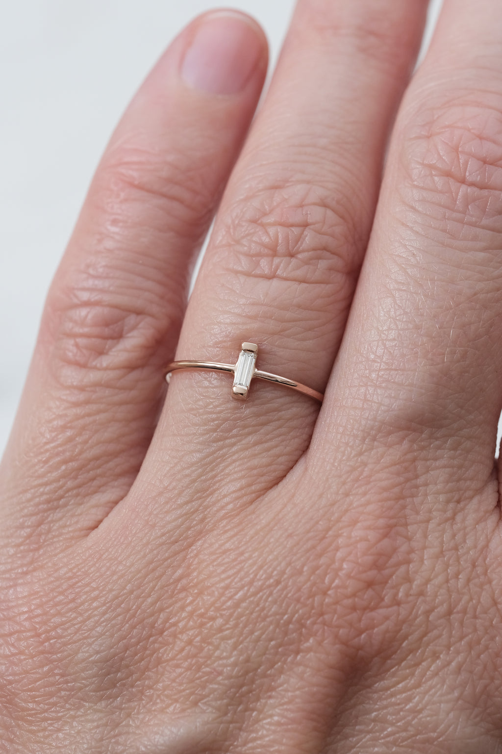 IMPARFAIT // Bague ARIA // Or rose 14K + Diamant baguette