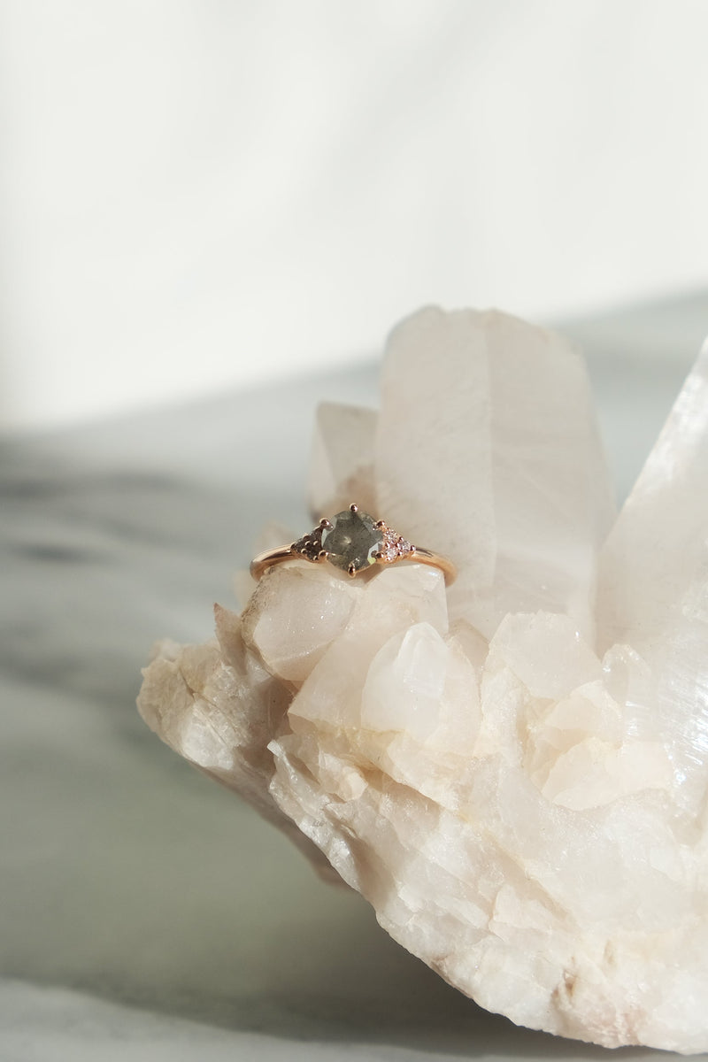 READY TO SHIP // TALIA ring // 0.74ct gray diamond