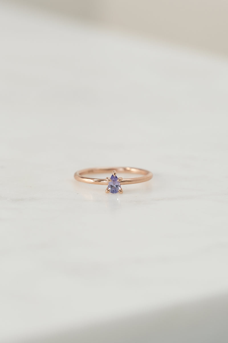 ÉCHANTILLON // Bague Tanzanite poire // Or rose 14K