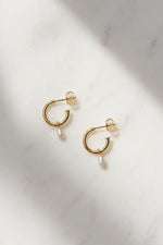 Boucles d'oreilles anneaux + Perles // 12 mm // Doré