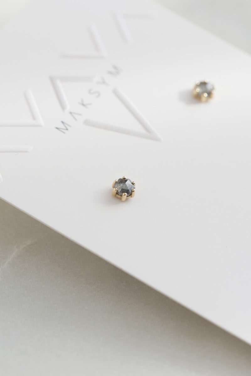 Hexagon Diamond Earrings + 14k Yellow Gold