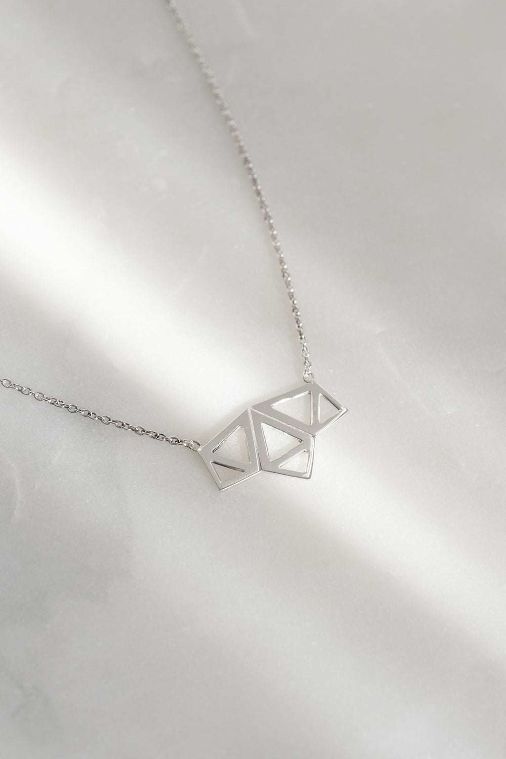 IMPERFECT // Geometric triangles necklace // Silver