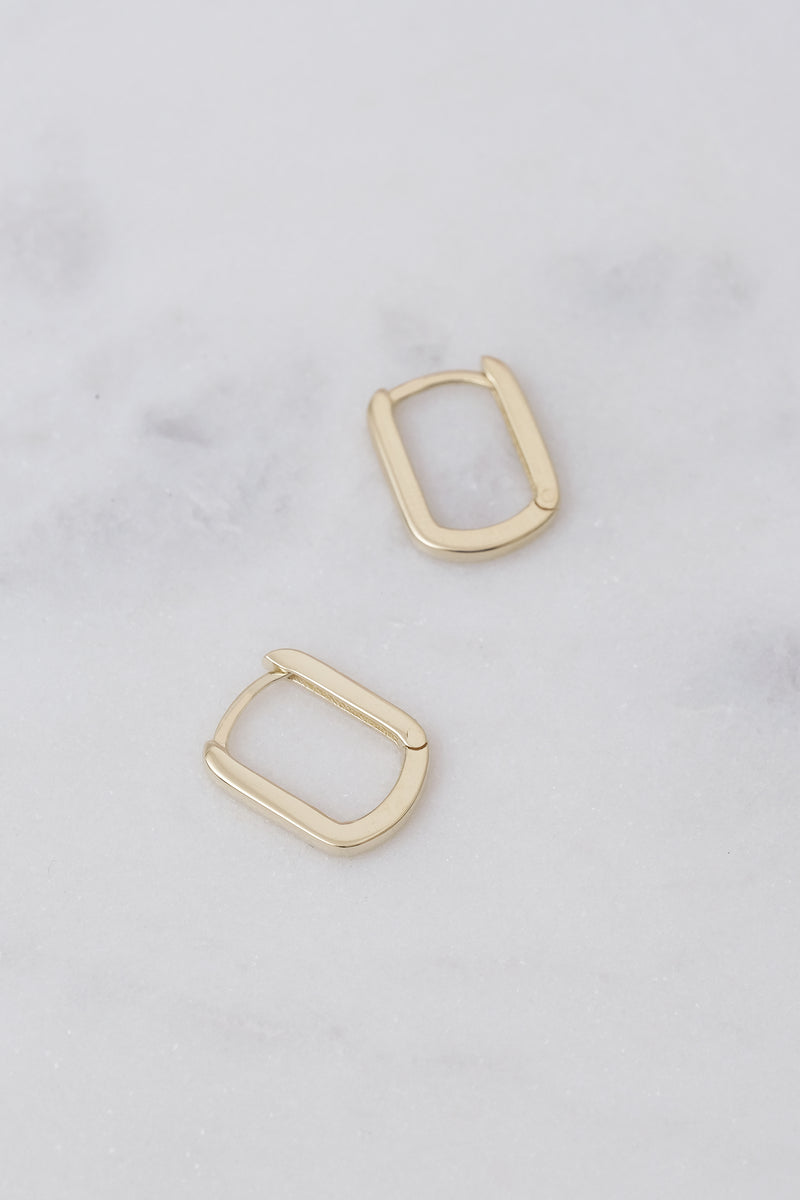 ONLINE EXCLUSIVE - Small Square “Huggies Paper Clip” Earrings // 10K Yellow Gold