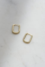 ONLINE EXCLUSIVE - Small Square “Huggies Paper Clip” Earrings // 10K Yellow Gold