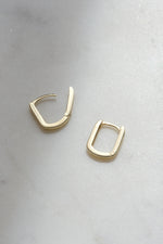 ONLINE EXCLUSIVE - Small Square “Huggies Paper Clip” Earrings // 10K Yellow Gold