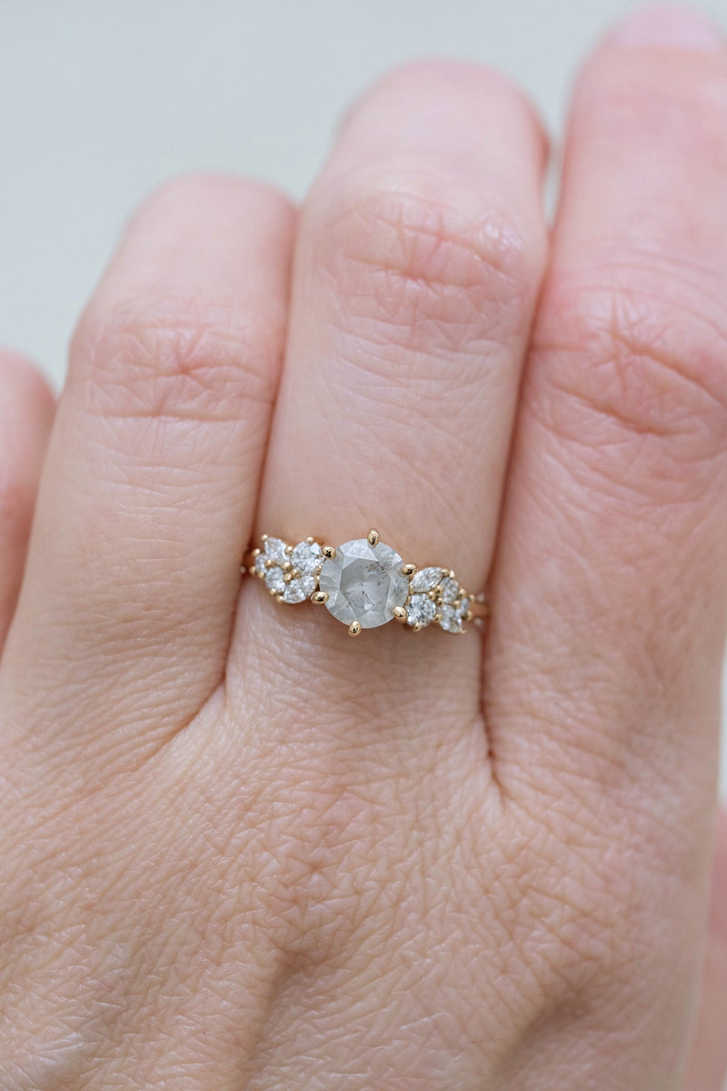 READY TO SHIP // MILANA ring // Salt and pepper white diamond 1.14ct