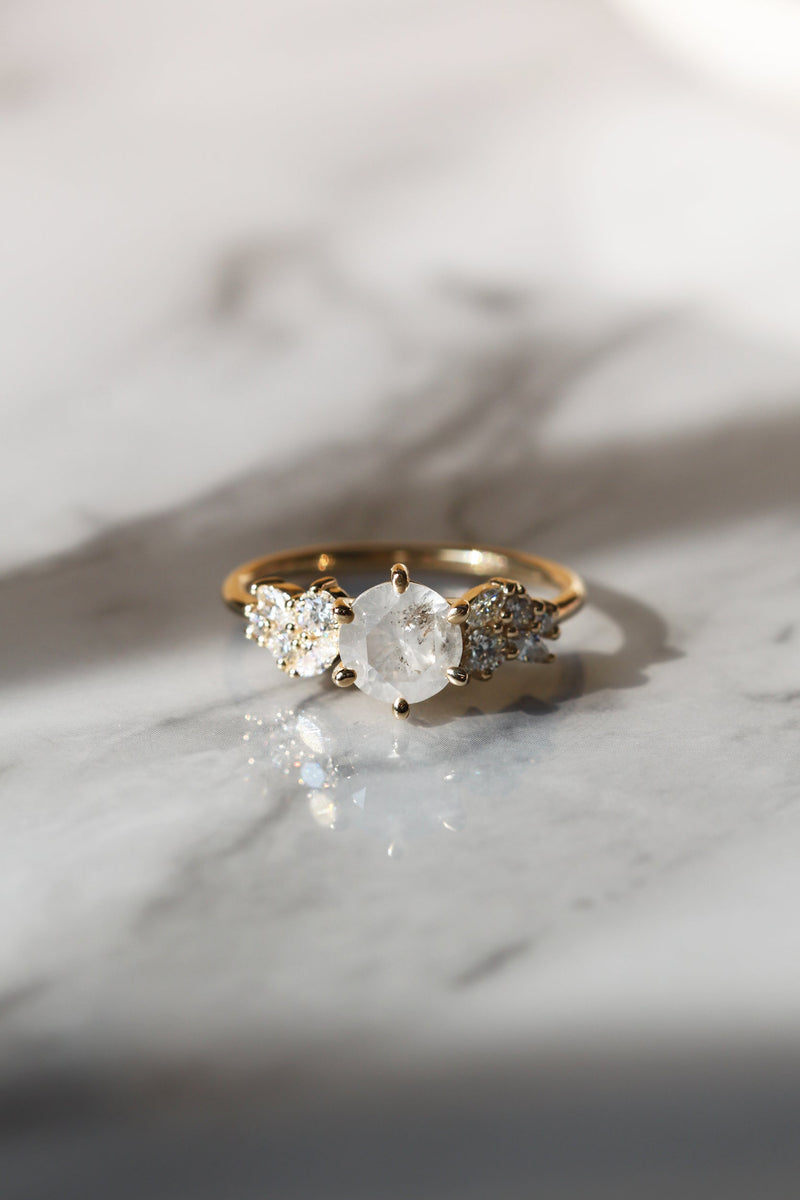 READY TO SHIP // MILANA ring // Salt and pepper white diamond 1.14ct