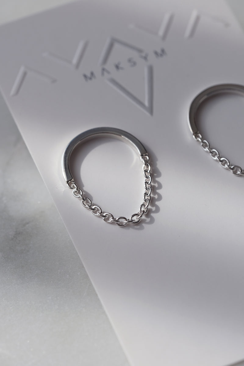 Boucles d'oreilles arc + chaîne // Argent