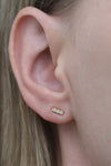 LAST UNITS // Bar + 3 CZ earrings // 10K Gold