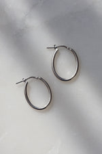 Boucles d'oreilles anneaux ovales // Argent