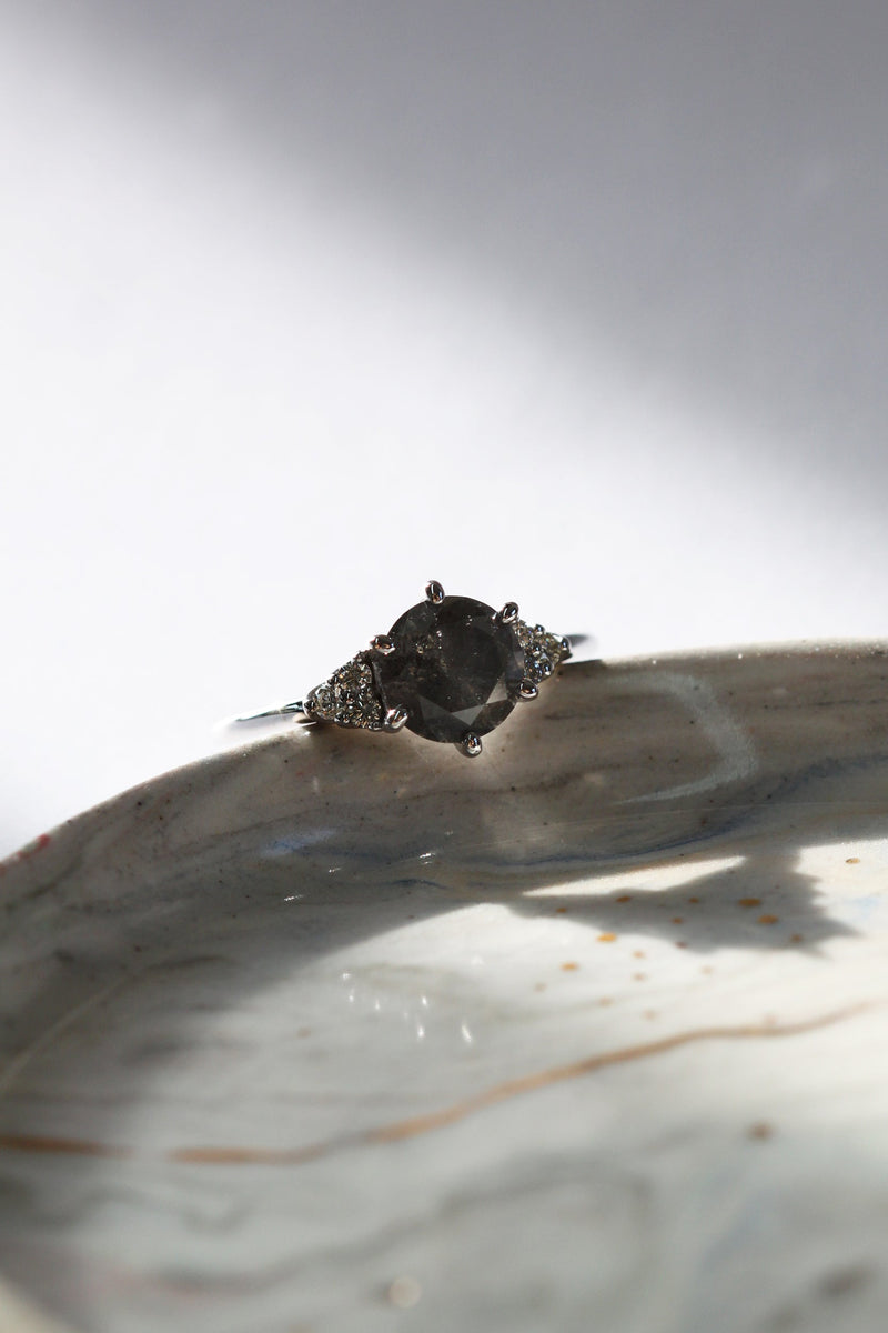 READY TO SHIP // TALIA ring // Salt and pepper gray diamond 1.47ct