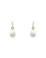 Boucles d'oreilles barres + perles baroques // 2 tons